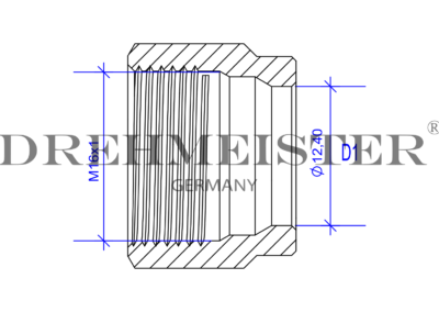 Technische Zeichnung von einer DREHMEISTER Überwurfmutter M16x1 für eine 8mm Flexleitung